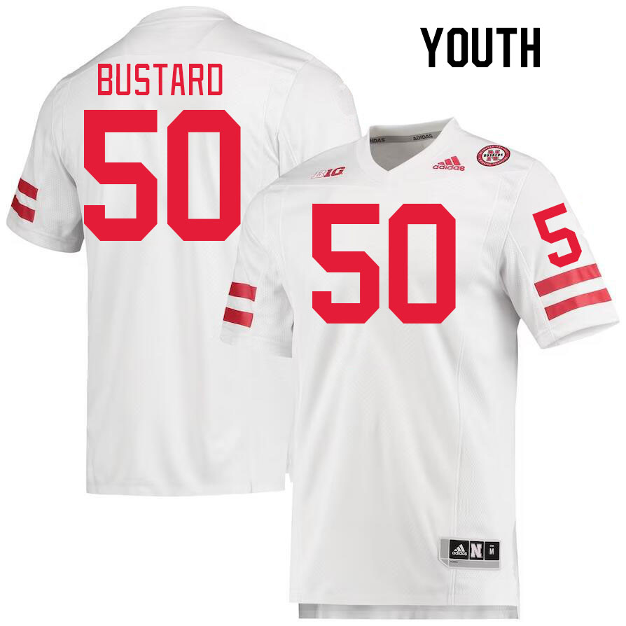 Youth #50 Noah Bustard Nebraska Cornhuskers College Football Jerseys Stitched Sale-White